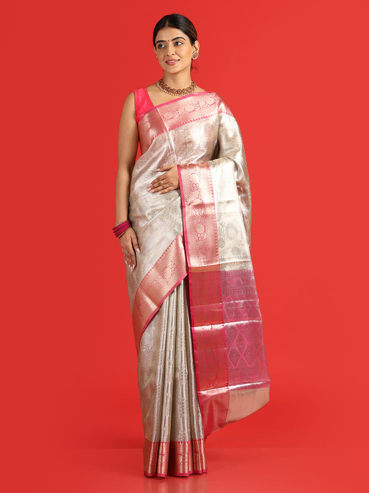 Kuberan siver gold tissue saree