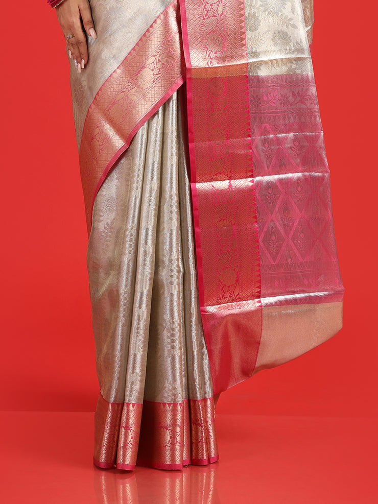 Kuberan siver gold tissue saree