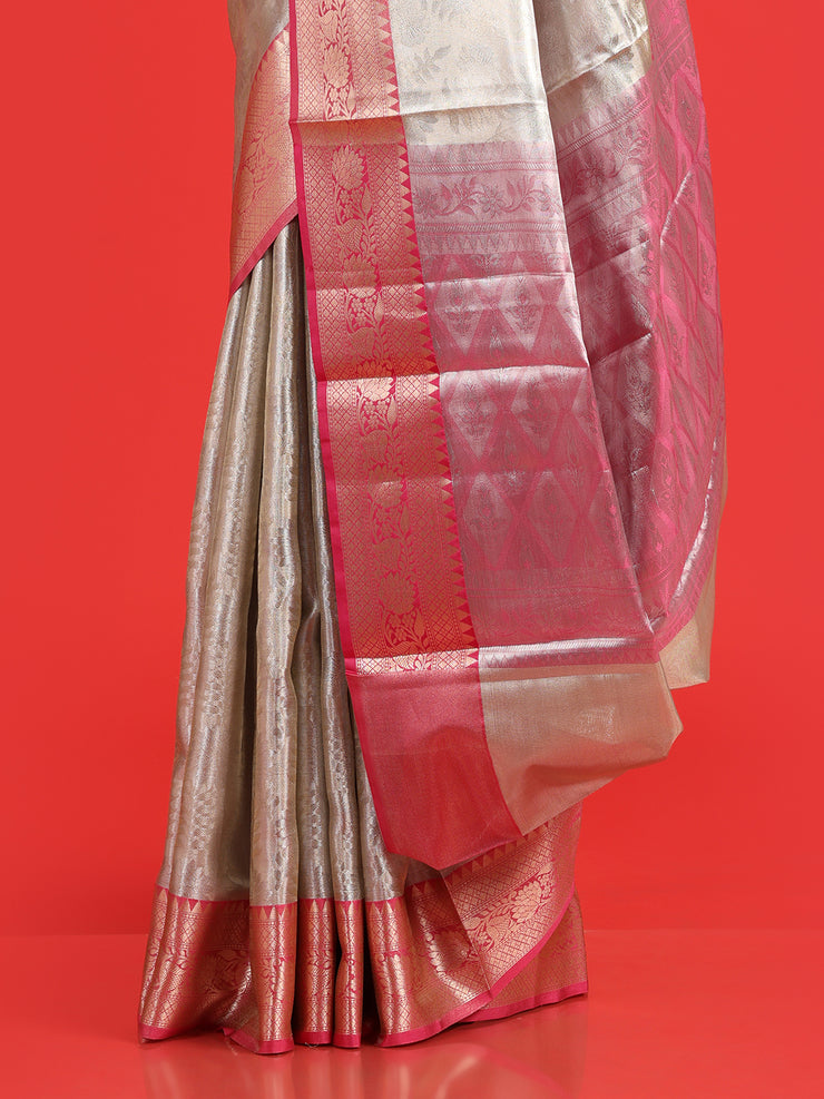 Kuberan siver gold tissue saree