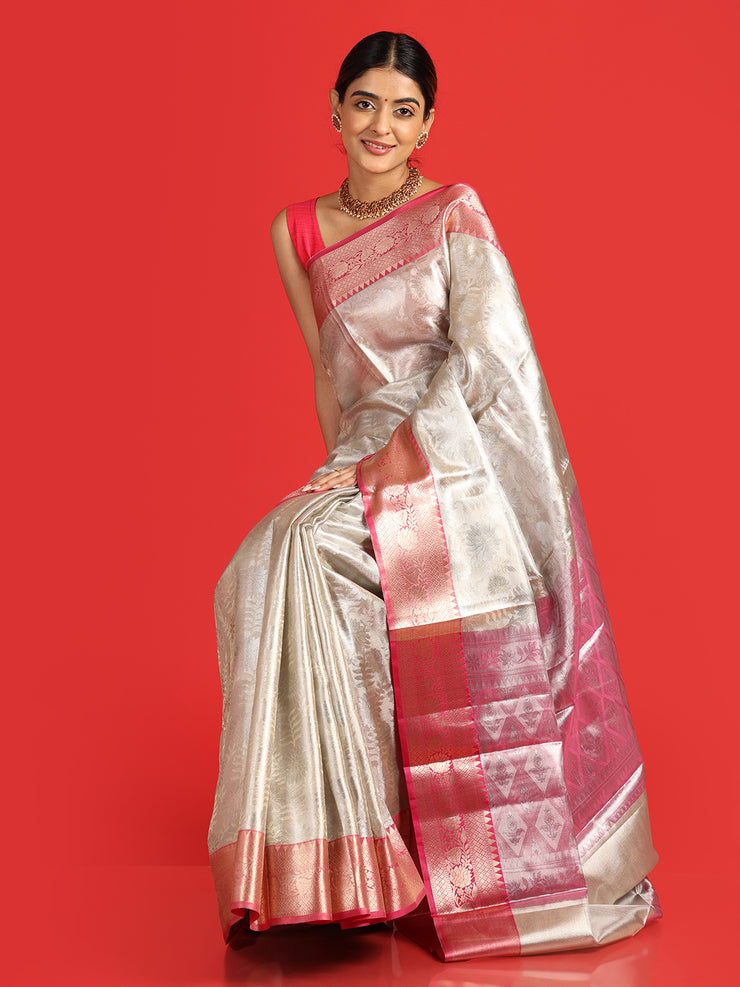 Kuberan siver gold tissue saree