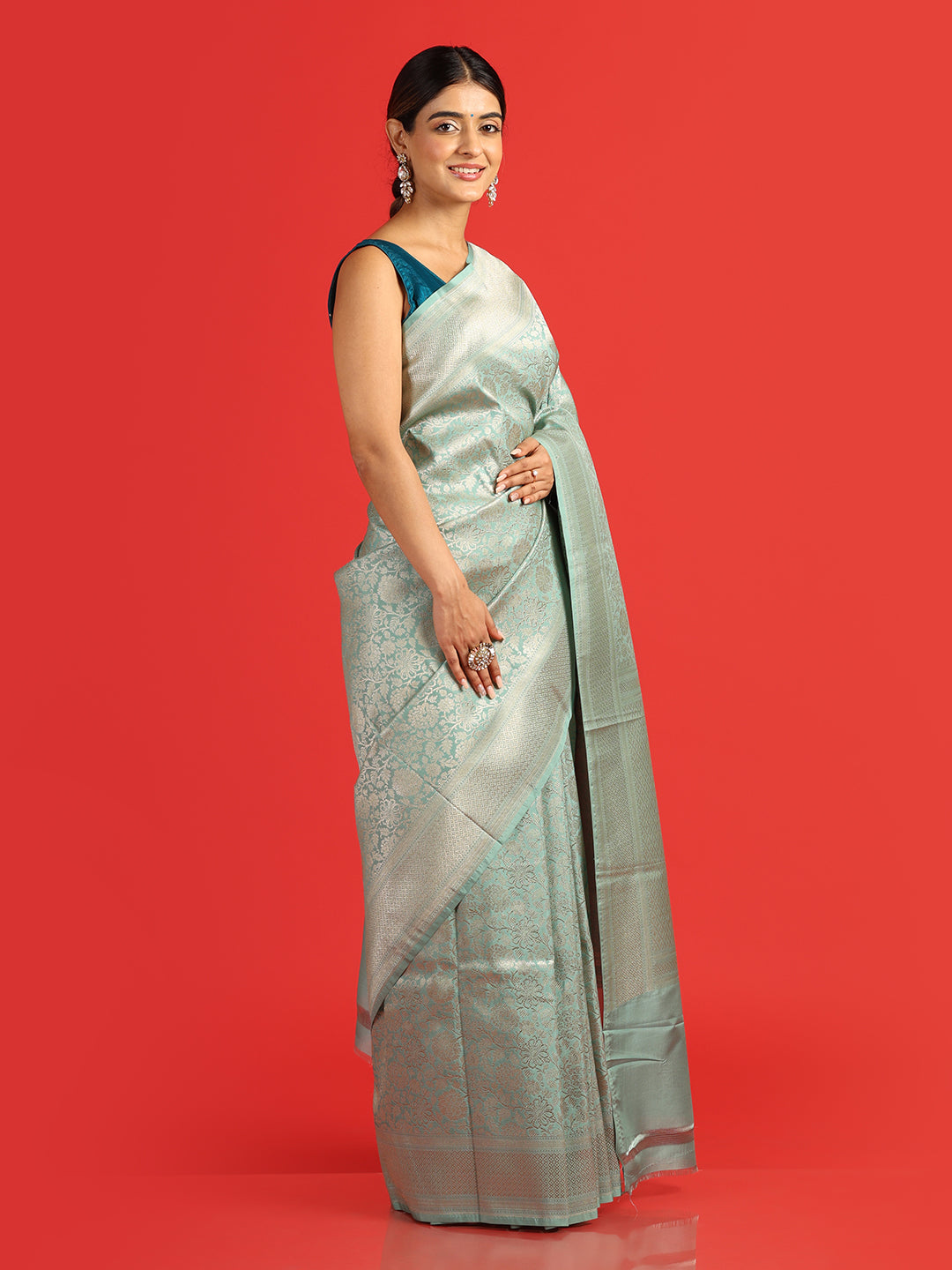 Kuberan sky blue Banarasi saree