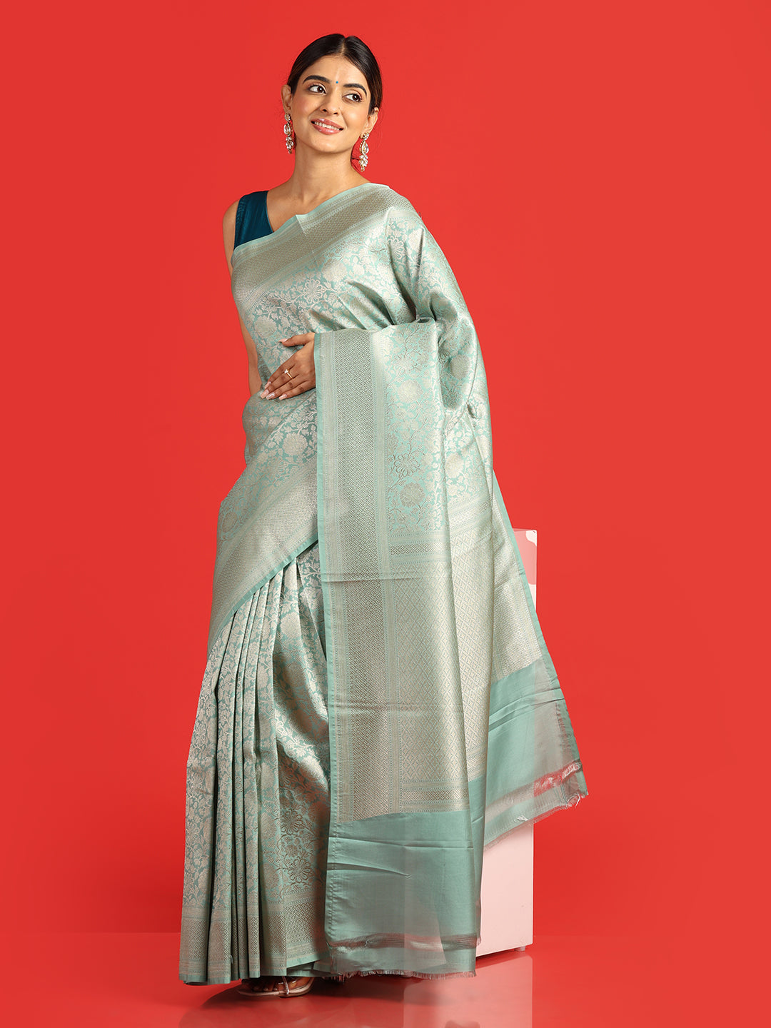 Kuberan sky blue Banarasi saree