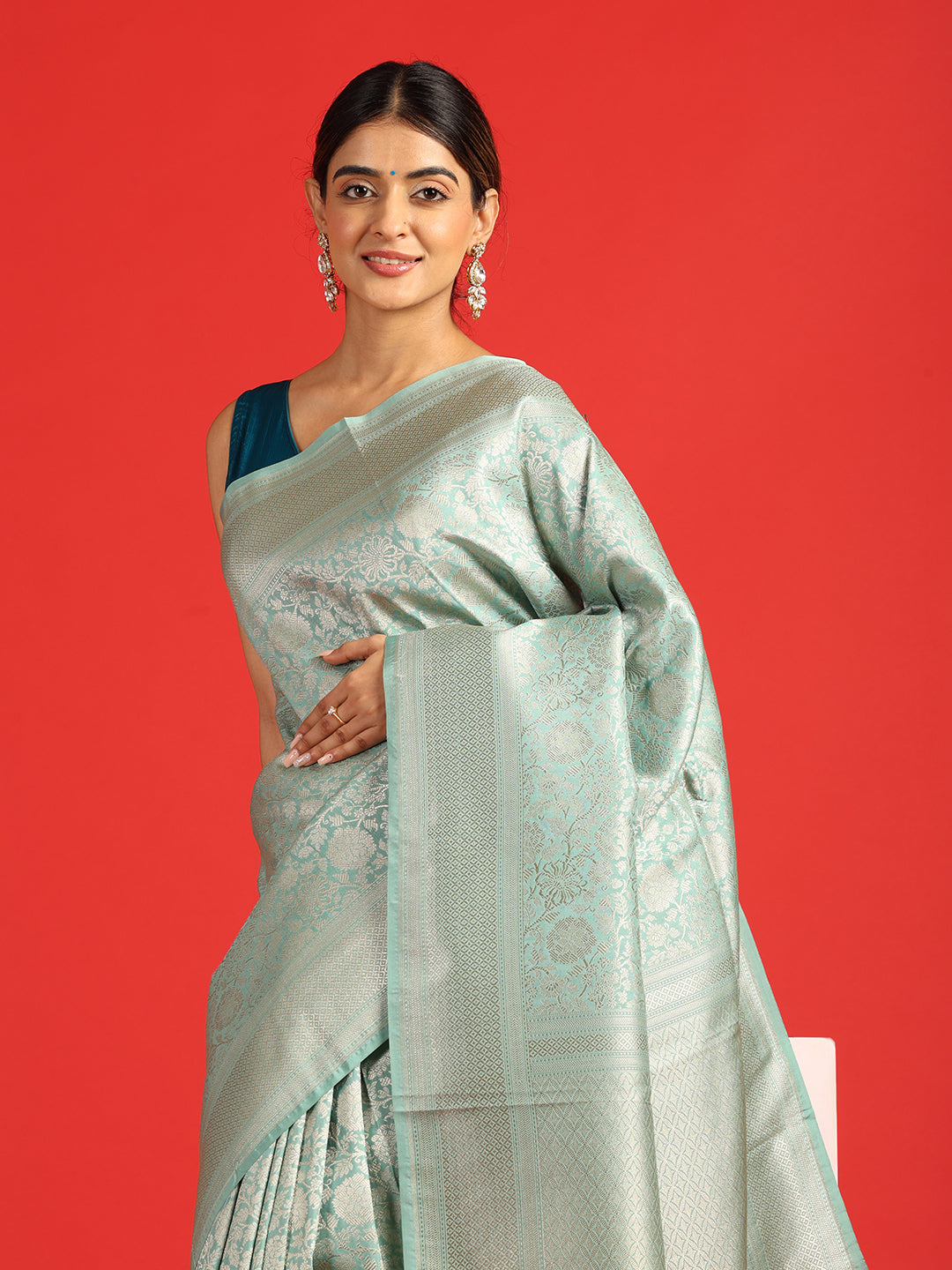 Kuberan sky blue Banarasi saree