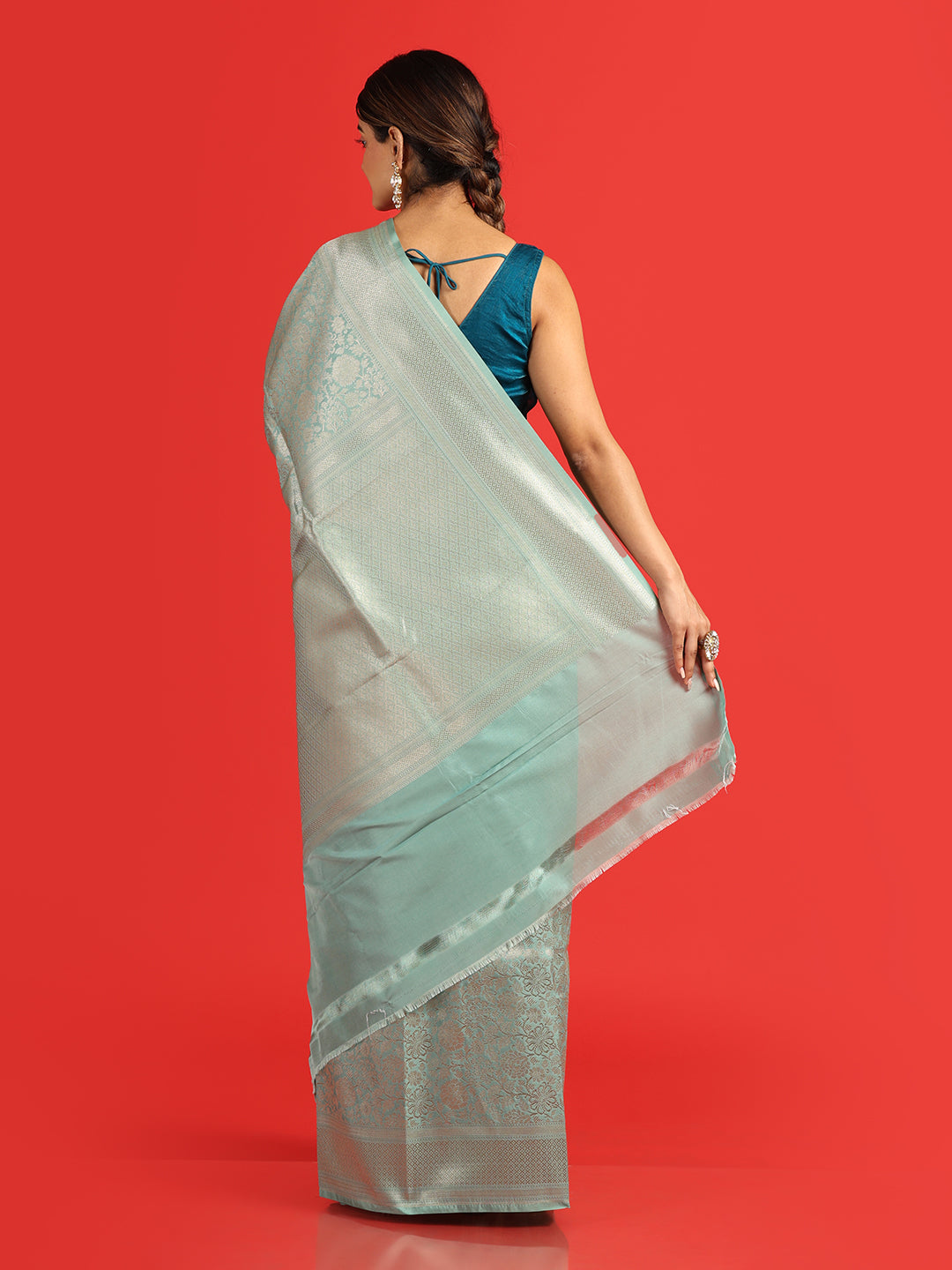 Kuberan sky blue Banarasi saree