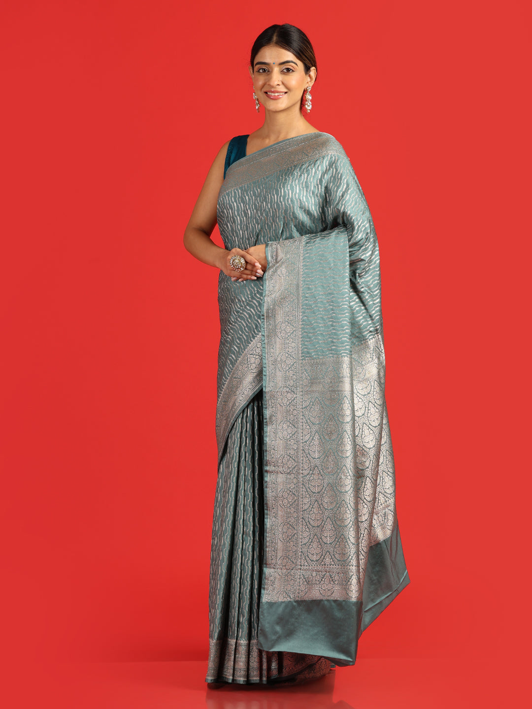 Kuberan sea green Banarasi Saree