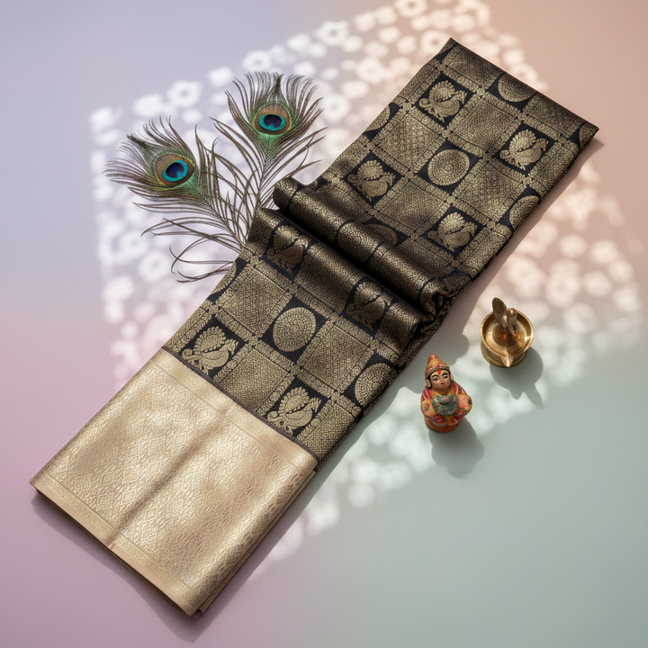 Kuberan Black Kanchipuram Silk Saree