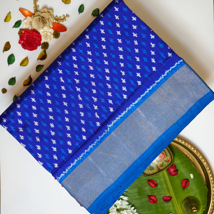 KUBERAN POCHAMPALLY BLUE SILK SAREES