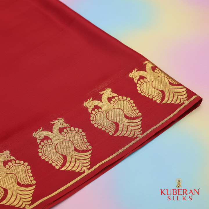 Kuberan Bright Red Mysore Silk Saree