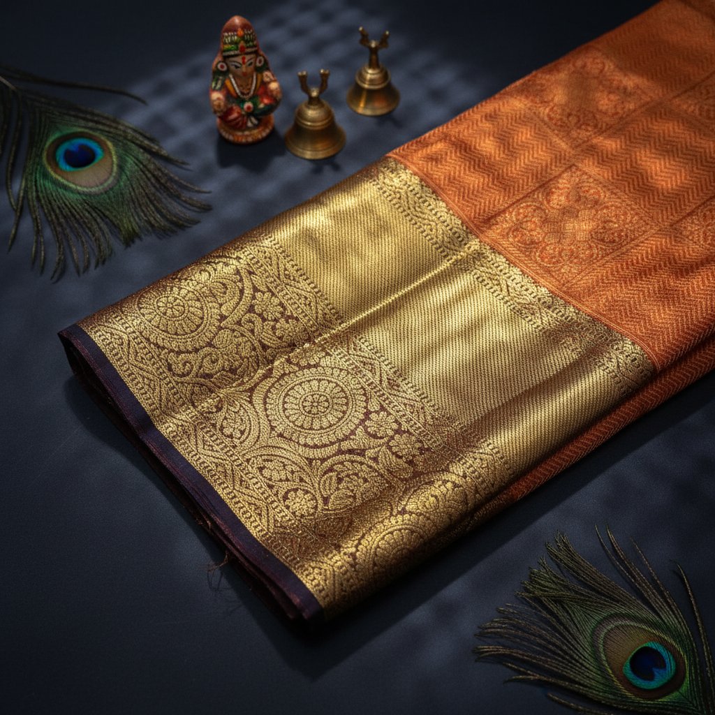 Kuberan Rust Kanchipuram Silk Saree