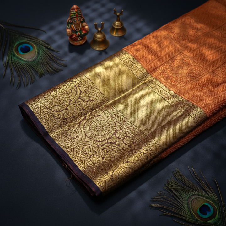 Kuberan Rust Kanchipuram Silk Saree