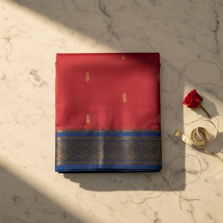 KUBERAN DARK PINK 9 YARDS PURE SILK SAREE