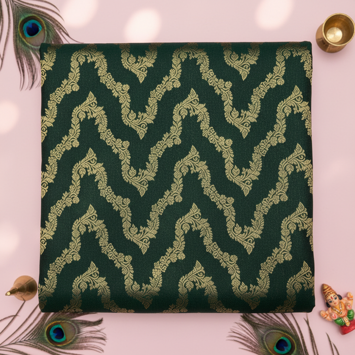 Kuberan Dark Green Paisley Kanchipuram Silk Saree