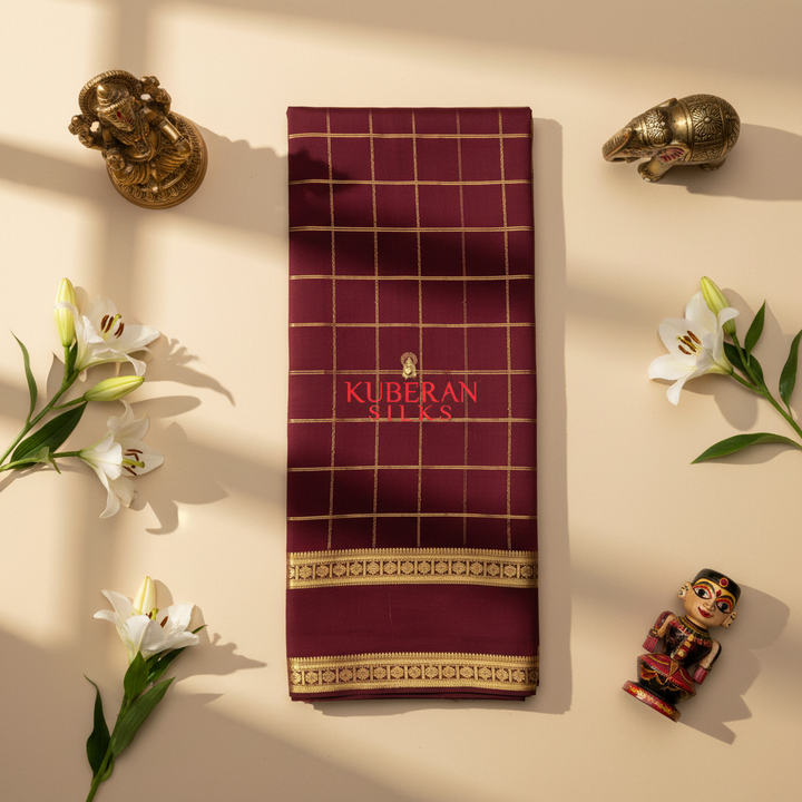 Kuberan Maroon Mysore Silk Saree