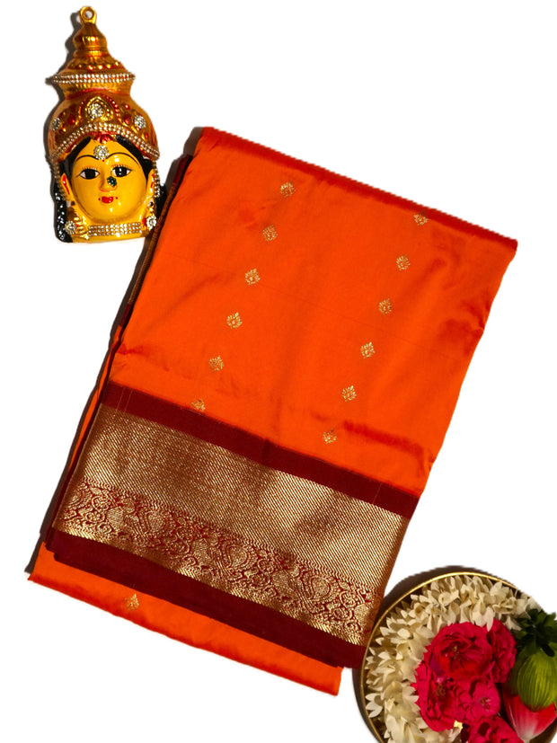KUBERAN ORANGE 9 YARD SAREE