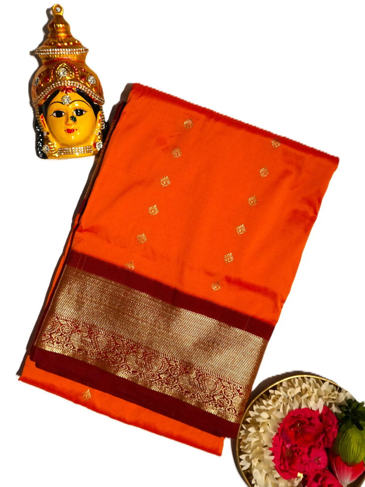 KUBERAN ORANGE 9 YARD SAREE