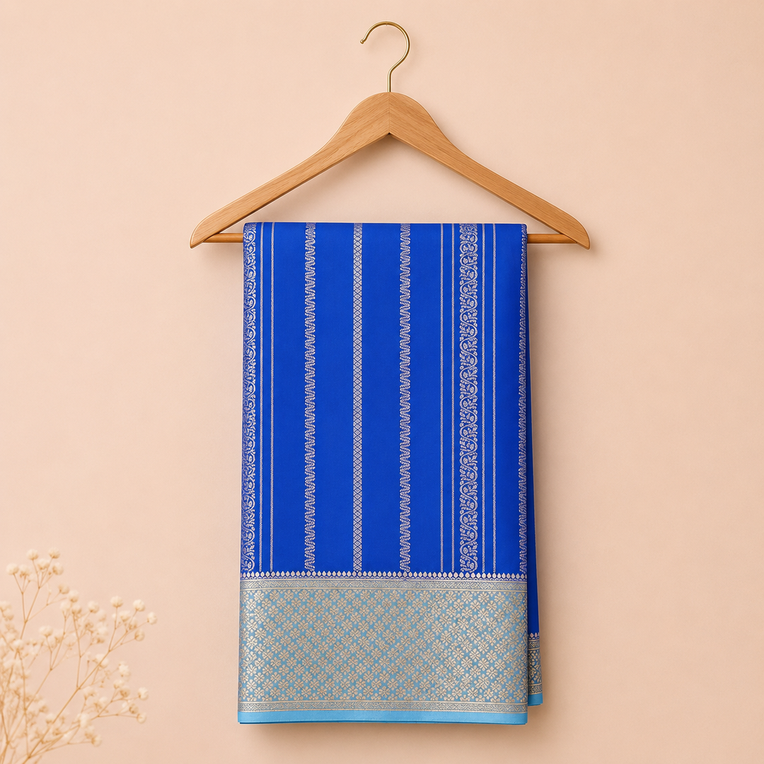 KUBERAN AQUA BLUE CHIFFON SAREE