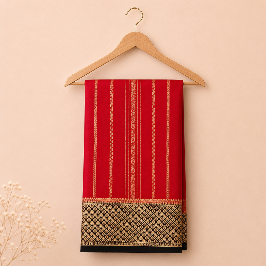 KUBERAN RED CHIFFON SAREE