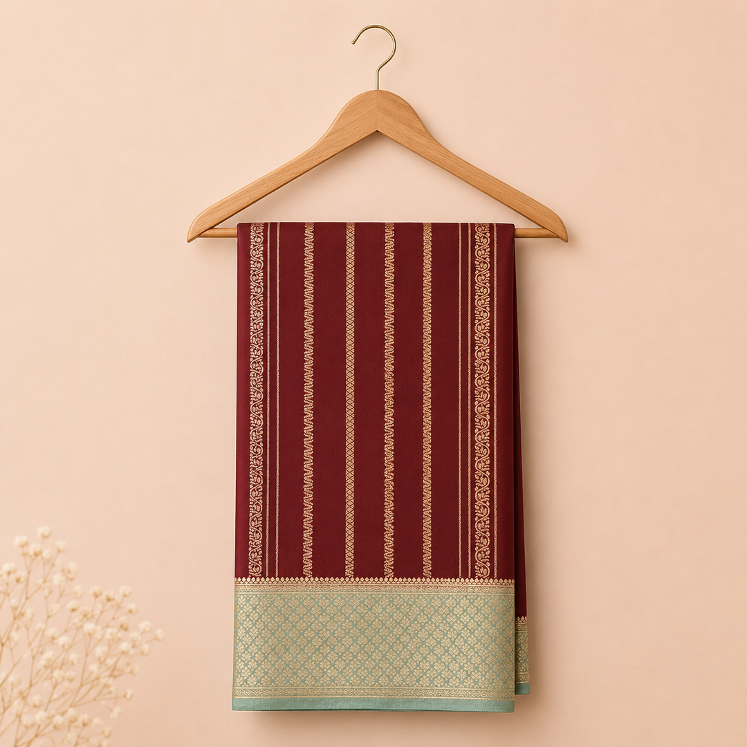 KUBERAN BURGUNDY CHIFFON SAREE