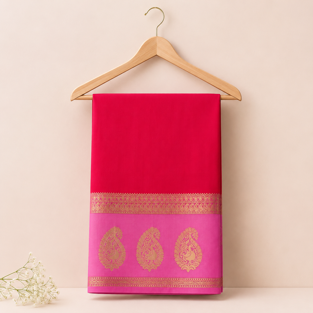 KUBERAN RED CHIFFON SAREE