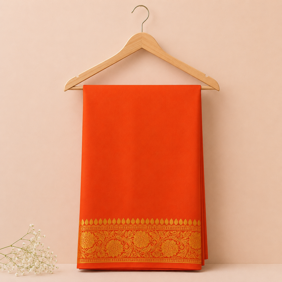 KUBERAN ORANGE CHIFFON SAREE