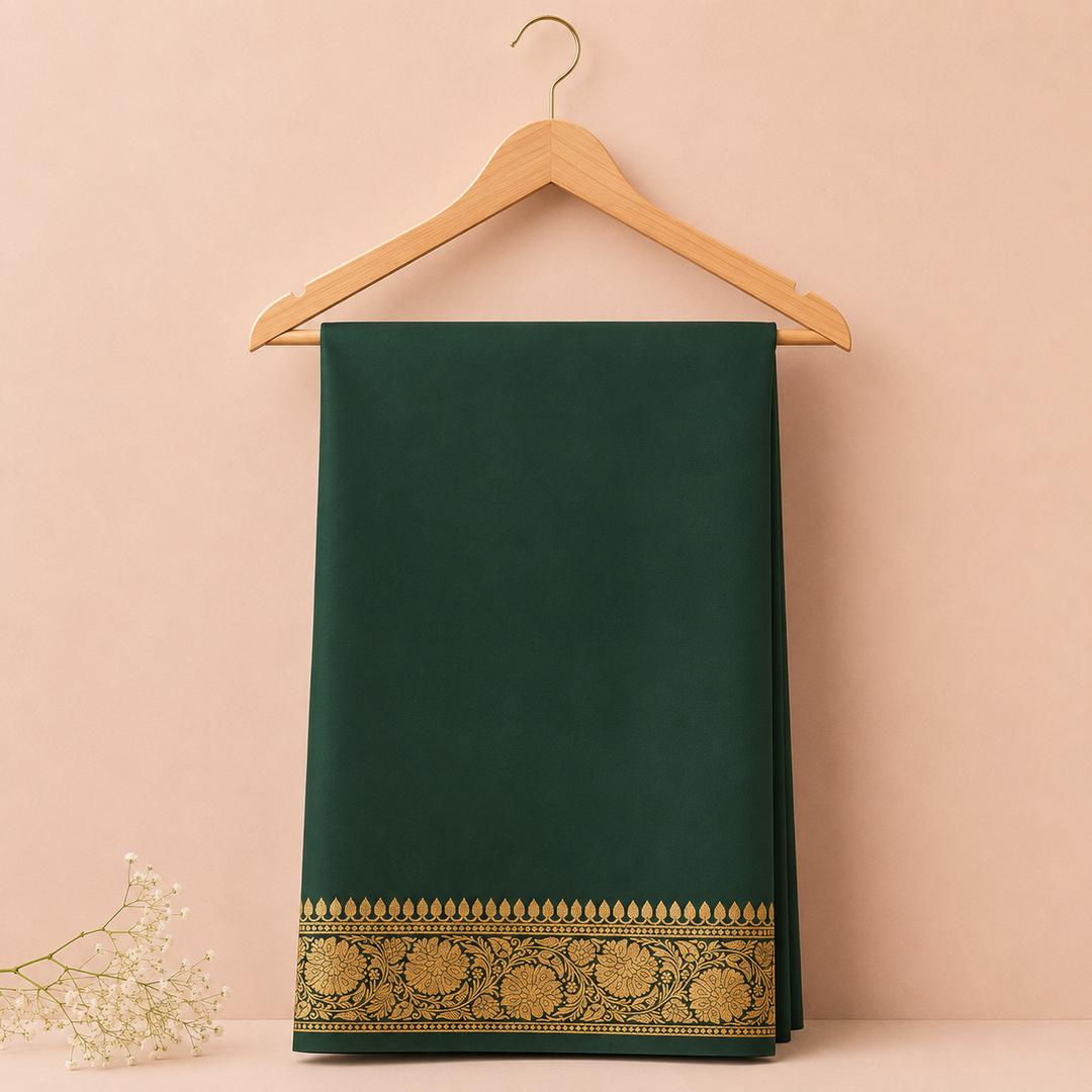 KUBERAN DARK GREEN CHIFFON SAREE