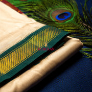 kuberan beige with Green & Red Border pure silk dhoti