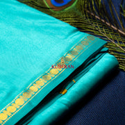 kuberan blue with golden border pure silk dhoti