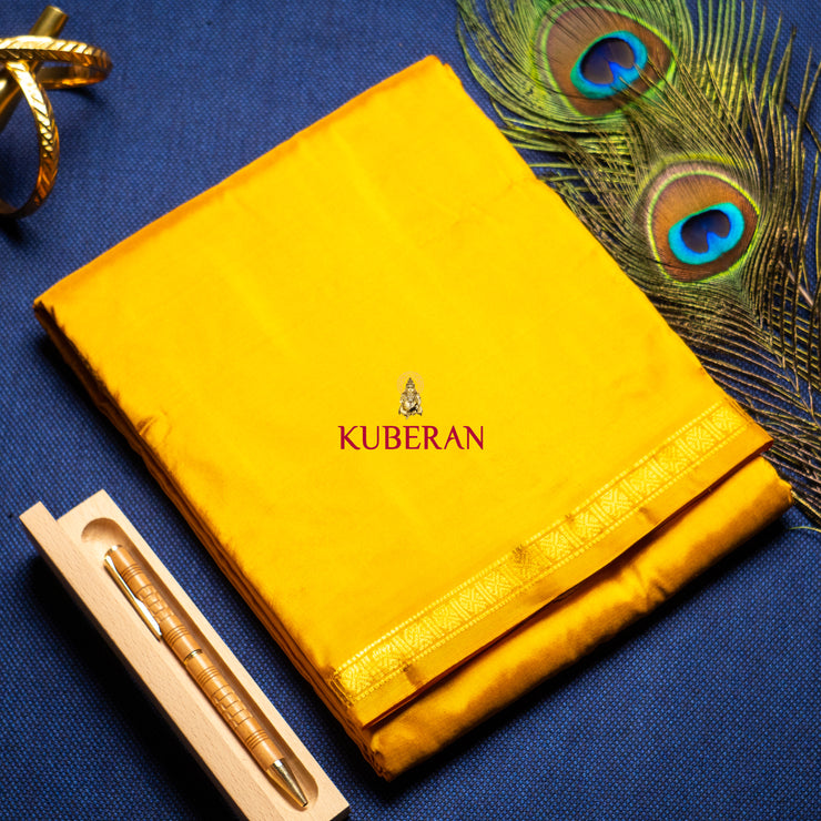 KUBERAN YELLOW WITH GOLDEN BORDER PURE SILK DHOTI