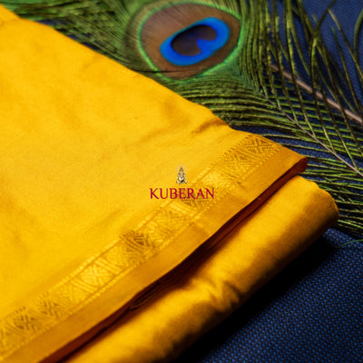 KUBERAN YELLOW WITH GOLDEN BORDER PURE SILK DHOTI