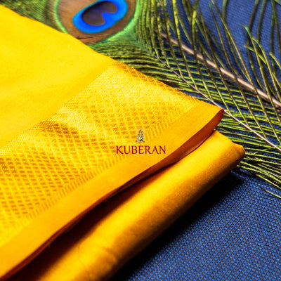 KUBERAN YELLOW WITH GOLDEN BORDER PURE SILK DHOTI