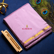 kuberan lavendra with golden border pure silk dhoti