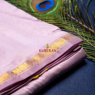 kuberan lavendra with golden border pure silk dhoti