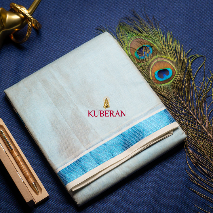 kuberan silver blue cotton dhoti