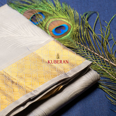 KUBERAN GREY WITH GOLDEN BORDER PURE SILK DHOTI