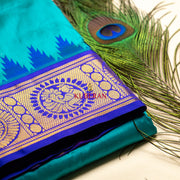 KUBERAN BLUE WITH NAVY BLUE BORDER PURE SILK DHOTI