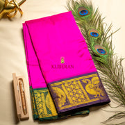 kuberan pink with purple and green border pure silk dhoti