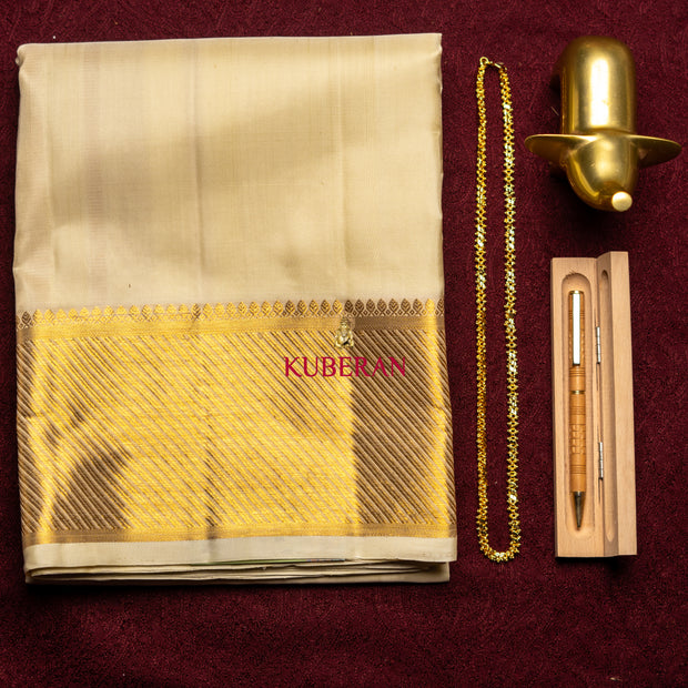 Kuberan sandal WITH GOLD BORDER Pure Silk Dhoti