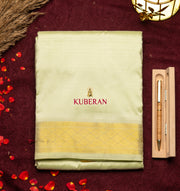 Kuberan pista green WITH GOLD BORDER Pure Silk Dhoti