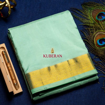 kuberan green with golden border pure silk dhoti