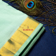 kuberan green with golden border pure silk dhoti