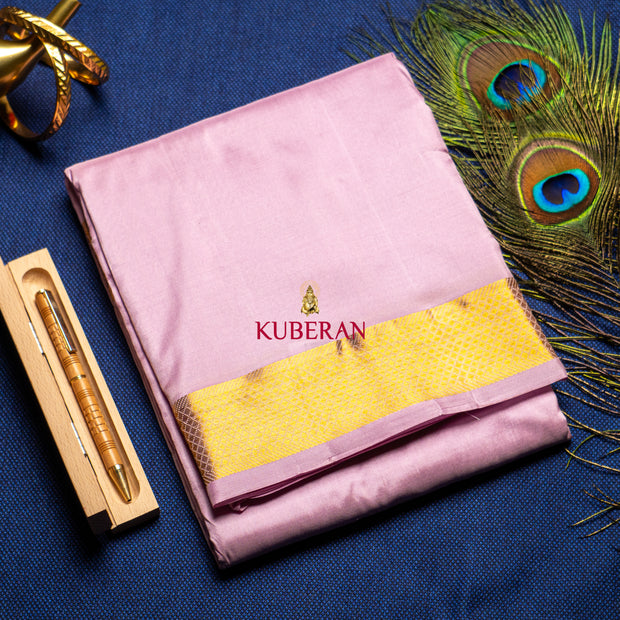 Kuberan pink with gold Pure Silk Dhoti