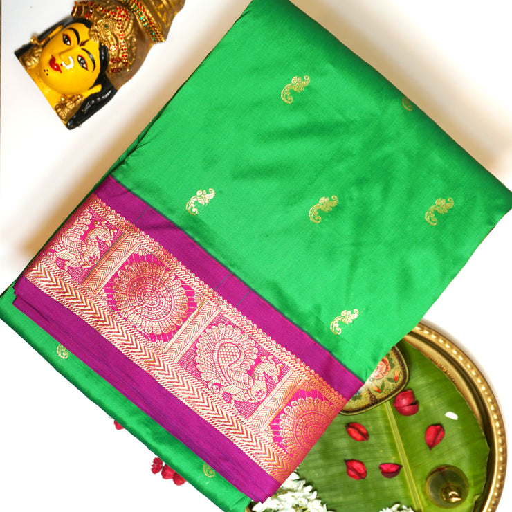 KUBERAN LIGHT GREEN 9 YARD SAREE