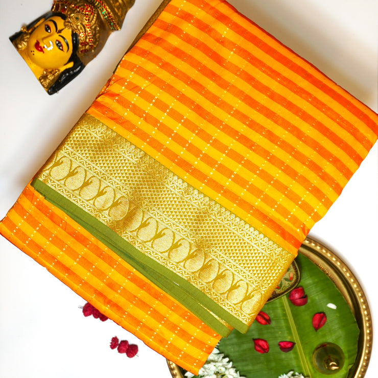 KUBERAN CHROME YELLOW 9 YARDS SAREE