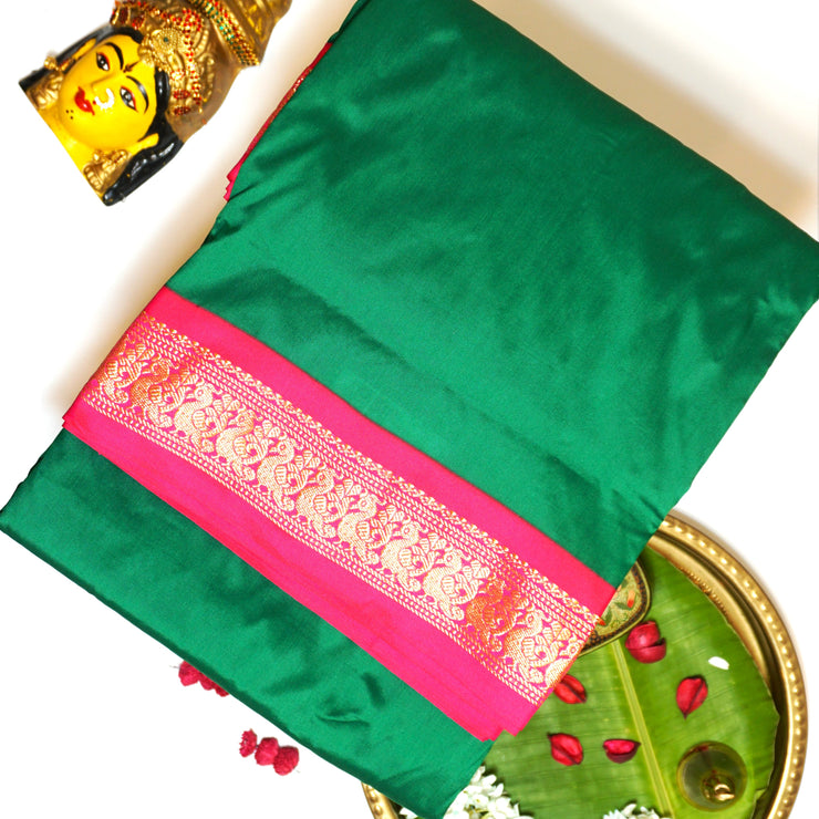 KUBERAN BOTTLE GREEN 9 YARD SAREE