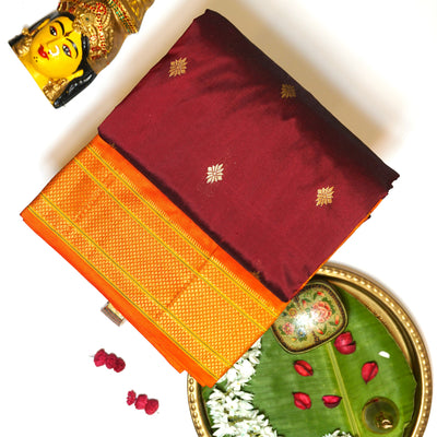 KUBERAN BROWNISH RED 9 YARD SAREE