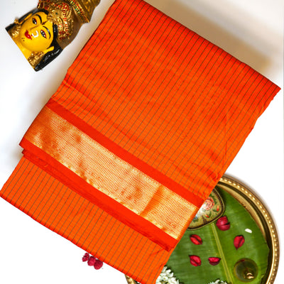 KUBERAN DEEP ORANGE 9 YARD SAREE