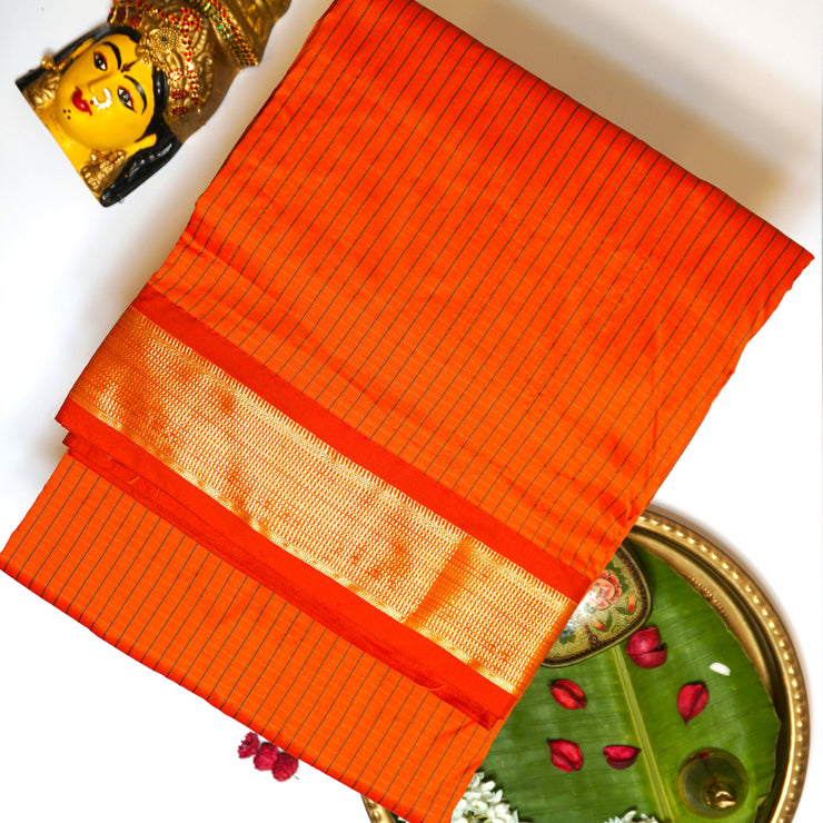 KUBERAN DEEP ORANGE 9 YARD SAREE