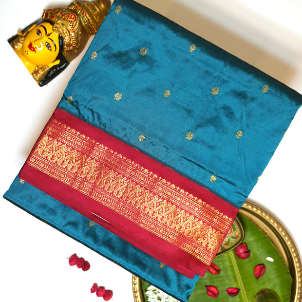 KUBERAN BLUE IVY 9 YARD SAREE