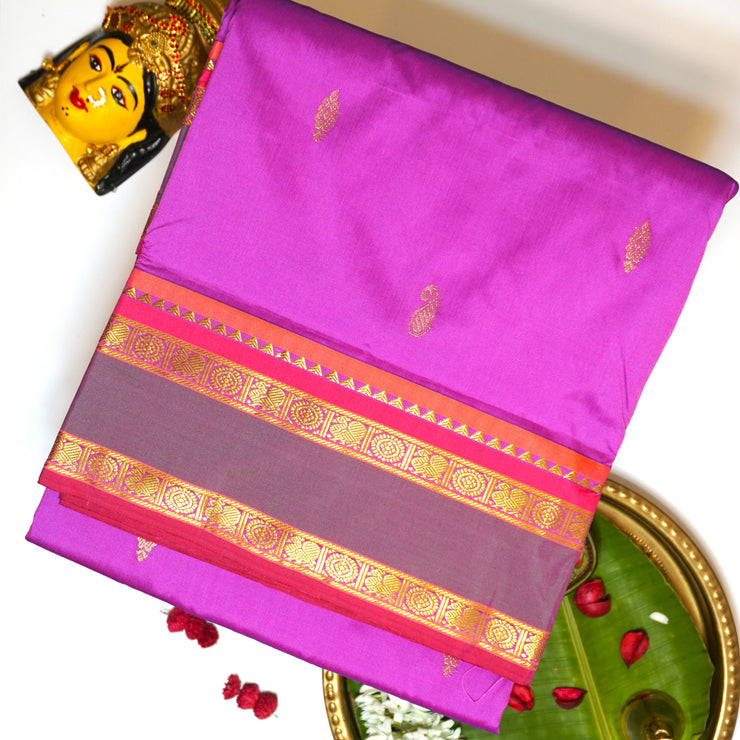 KUBERAN BRIGHT PINK 9 YARD SAREE