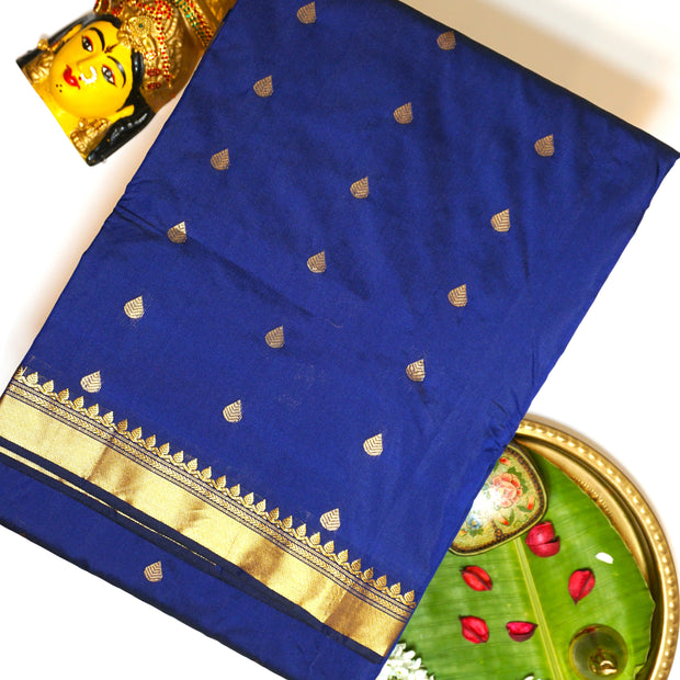 KUBERAN DARK BLUE 9 YARD SAREE